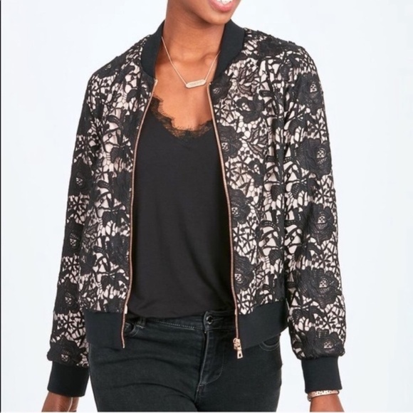 Stella & Dot Danielle Lace Bomber Jacket - Picture 2 of 11